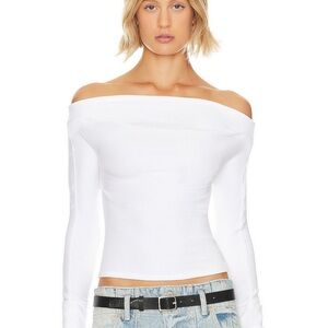 White Off-Shoulder Long Sleeve Top